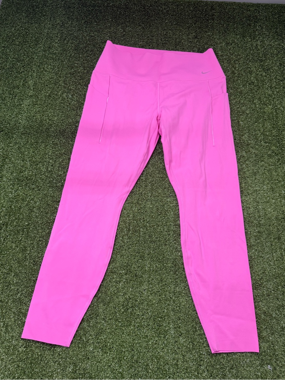 Nike Universal Dri-Fit Bubblegum Pink High Waist 7/8 Leggings Pockets Lifting XL